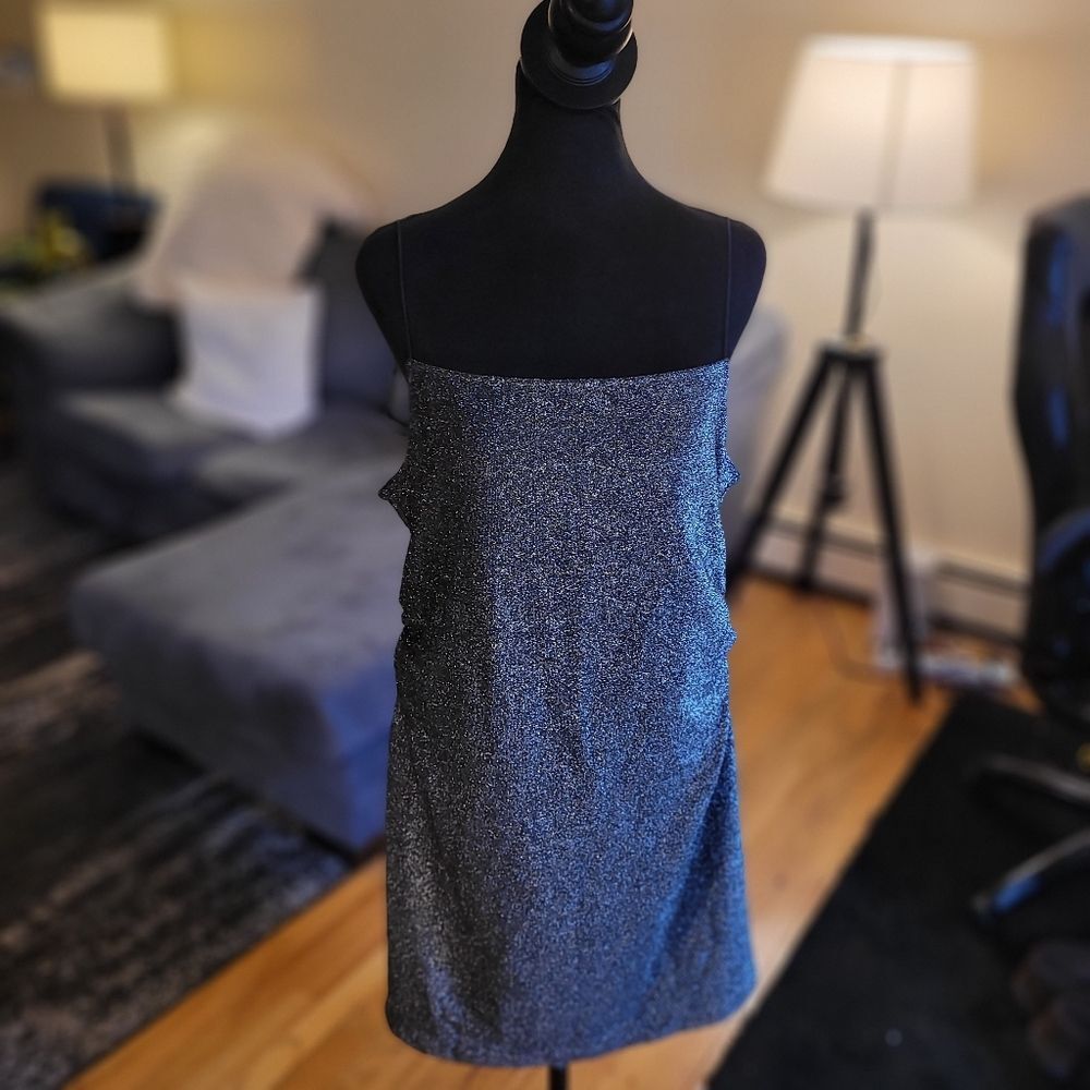 H&M Sparkling Silvery Black Mini Dress Size XL - Picture 2 of 13